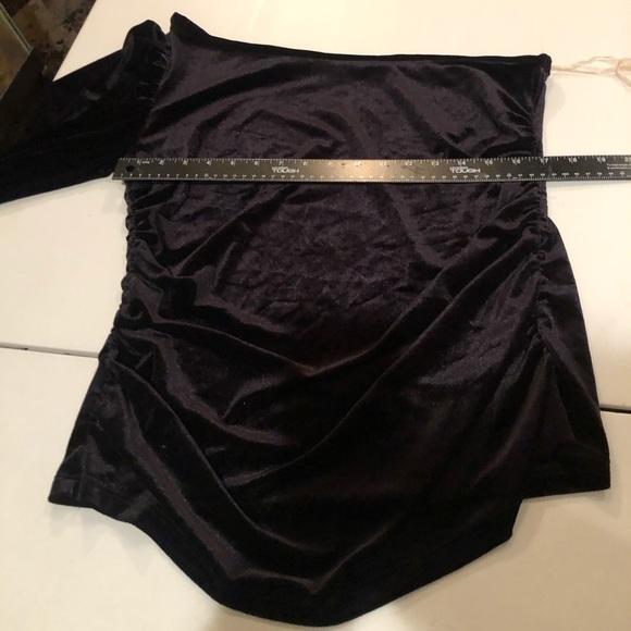 Boston Proper size large black velour one shoulder top shirred at sides - Picture 1 of 7